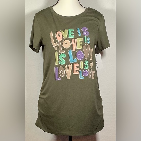 NWT Sonoma Maternity Love Is Short Sleeve T-Shirt Large - Picture 3 of 6